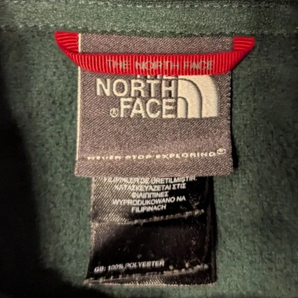 The North Face Mens Forest Green Polartec Quarter Zip Fleece Pullover Large